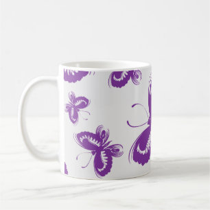 Lila Schmetterlingsmuster Kaffeetasse
