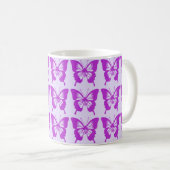 Lila Schmetterlingsmuster Kaffeetasse (VorderseiteRechts)