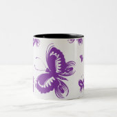 Lila Schmetterlingsmuster Zweifarbige Tasse (Mittel)