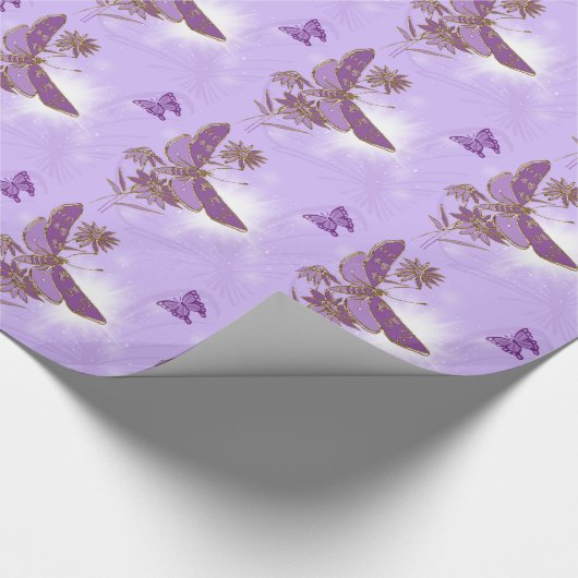 Lila Schmetterlingspapier Geschenkpapier (Ecke)