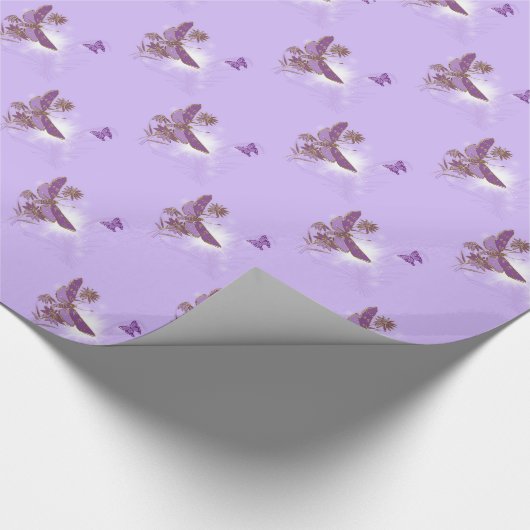 Lila Schmetterlingspapier Geschenkpapier (Ecke)