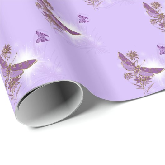 Lila Schmetterlingspapier Geschenkpapier (Rolleneckpunkt)