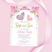 Lila Schmetterlingsschwanz in Rosa und seht kleine Einladung