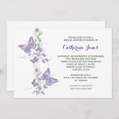 Lila Schmetterlingsstrudel Einladung (Vorne/Hinten)