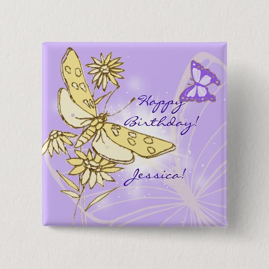 Lila Schmetterlingstaste Button (Vorderseite)