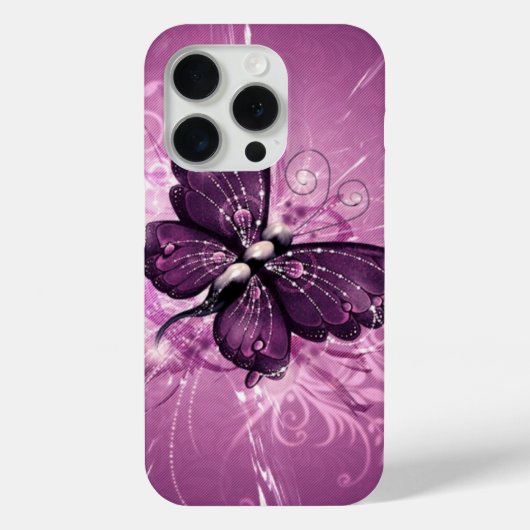 lila Schmetterlingsvektorkunst Case-Mate iPhone Hülle (Rückseite)