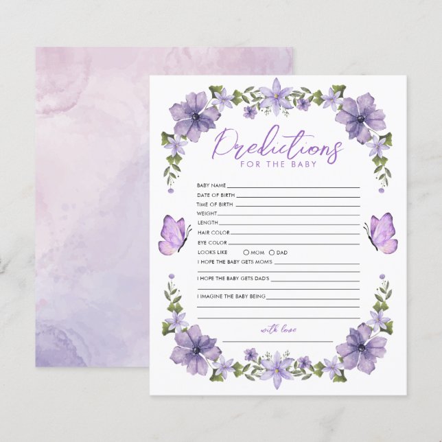 Lila Schmetterlingsvorhersage für Kinderspiel (Vorne/Hinten)