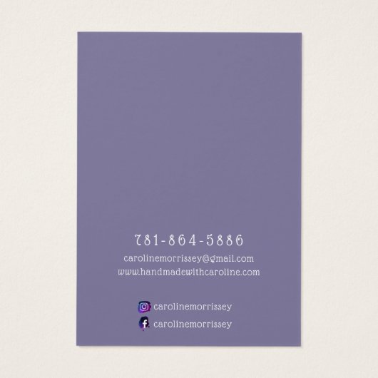 Lila Schmuckkarte (Rückseite)