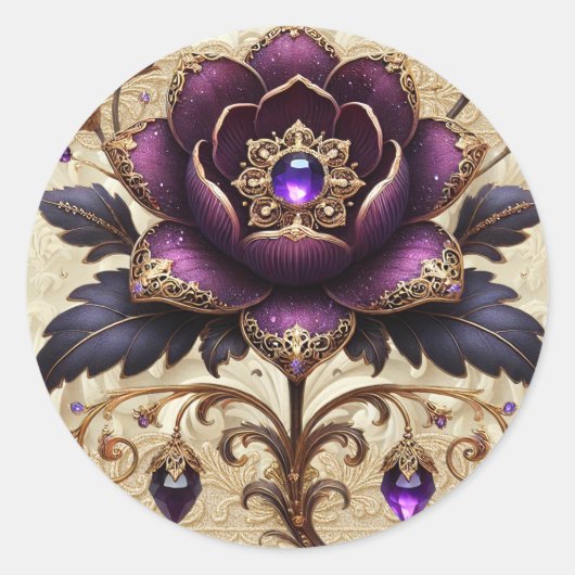 Lila Schmucksticker Runder Aufkleber (Vorderseite)