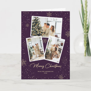 Lila Schnee Weihnachtskarte Foto Frohe Weihnachten