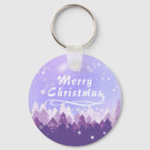 Lila Schnee Winter Frohe Weihnachten Glück Neues J Schlüsselanhänger (Vorderseite)