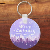 Lila Schnee Winter Frohe Weihnachten Glück Neues J Schlüsselanhänger (Vorderseite)