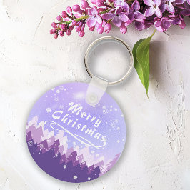 Lila Schnee Winter Frohe Weihnachten Glück Neues J Schlüsselanhänger