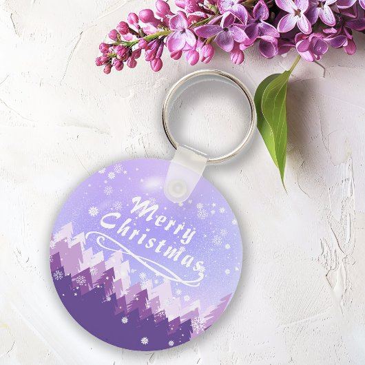Lila Schnee Winter Frohe Weihnachten Glück Neues J Schlüsselanhänger