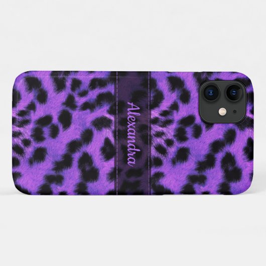 Lila Schneeballdrucke, Name Personalisiert Case-Mate iPhone Hülle (Rückseite (Horizontal))