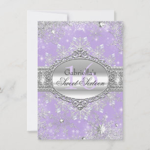 Lila Schneeblume Winter Wonderland Sweet 16 Einlad Einladung