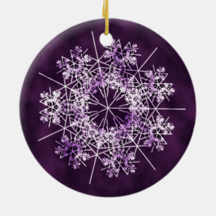 Lila Schneeflocke-Baum-Verzierung Keramik Ornament