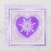 Lila Schneeflocke Einladung (Vorne/Hinten)