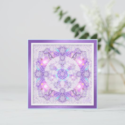 Lila Schneeflocke Einladung (Stehend Vorderseite)