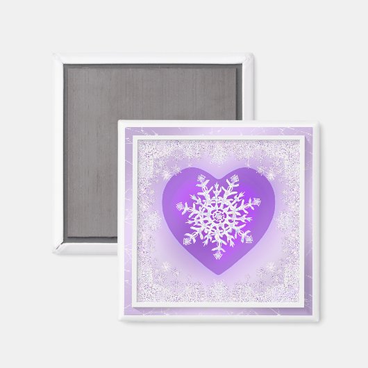 Lila Schneeflocke Magnet (Vorderseite/Rückseite)