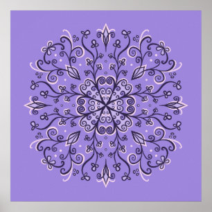 Lila Schneeflocke Mandala - Eleganter Wintergarten Poster