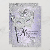 Lila Schneeflocke Masquerade Quinceanera Einladung (Vorne/Hinten)