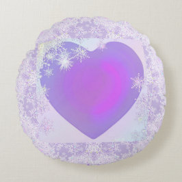 Lila Schneeflocke Rundes Kissen
