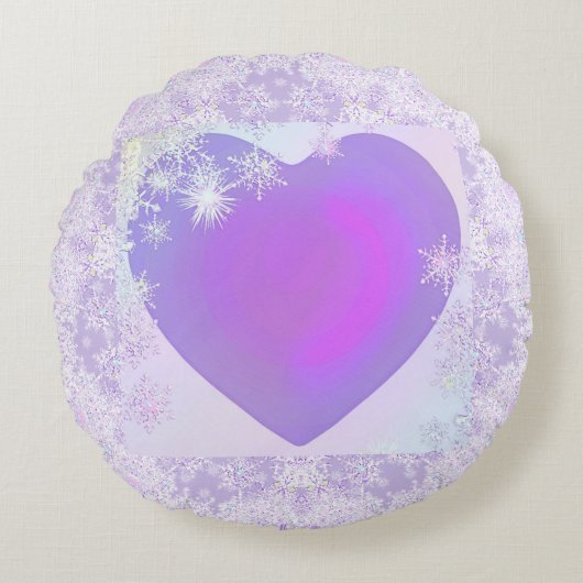 Lila Schneeflocke Rundes Kissen (Vorderseite)