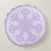 Lila Schneeflocke Rundes Kissen (Rückseite)