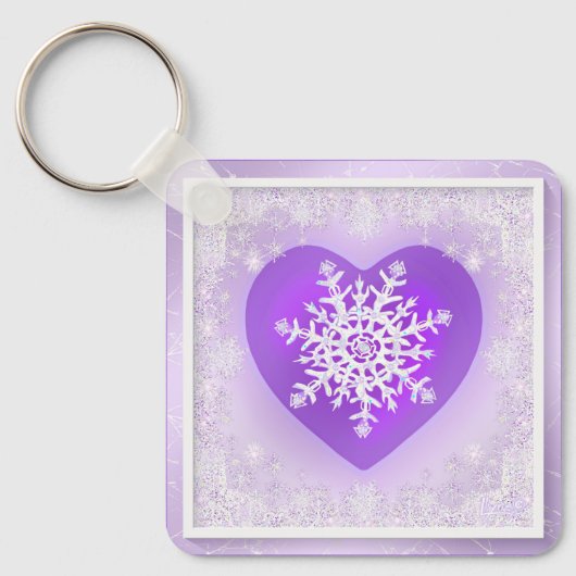 Lila Schneeflocke Schlüsselanhänger (Vorderseite)