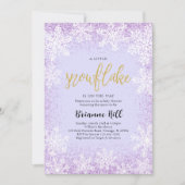 Lila Schneeflocken-Babydusche Einladung (Vorderseite)