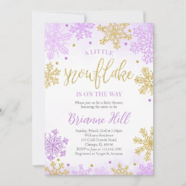 Lila Schneeflocken-Babydusche Einladung