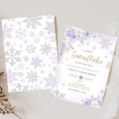 Lila Schneeflocken-Babydusche Einladung