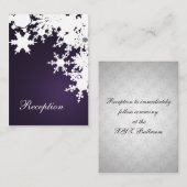 Lila Schneeflocken Begleitkarte (Vorne/Hinten)