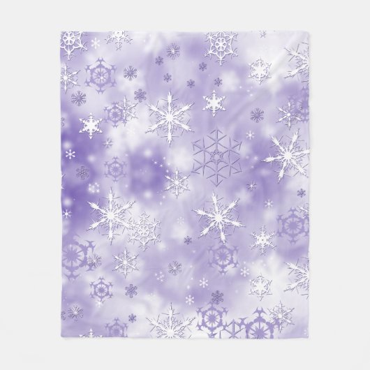 Lila Schneeflocken Fleecedecke (Vorderseite)