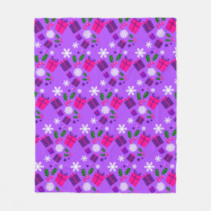 lila Schneeflocken Fleecedecke