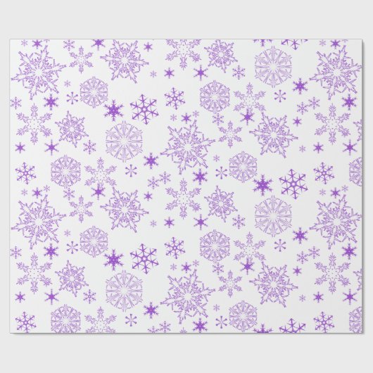 Lila Schneeflocken Geschenkpapier (Flach)