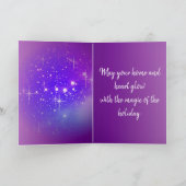 Lila Schneeflocken - glückliche Feiertags-Karte Karte (Innenseite)