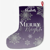 Lila Schneeflocken Großer Weihnachtsstrumpf (Rückseite)