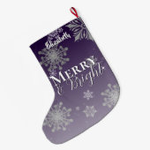 Lila Schneeflocken Großer Weihnachtsstrumpf (Rückseite (Hängend))