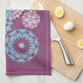 Lila Schneeflocken Küchentücher (Viertel Falte)