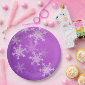 Lila Schneeflocken Minimalistisch Weihnachten Pappteller (Party)