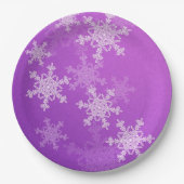 Lila Schneeflocken Minimalistisch Weihnachten Pappteller (Vorderseite)