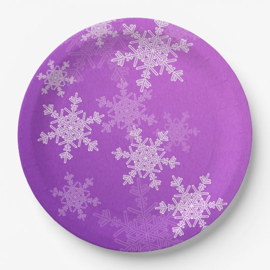 Lila Schneeflocken Minimalistisch Weihnachten Pappteller (Vorderseite)