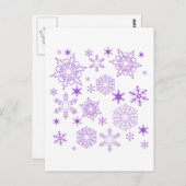 lila Schneeflocken Postkarte (Vorne/Hinten)