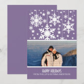 Lila Schneeflocken Startseite Foto Flasche Karte (Vorne/Hinten)