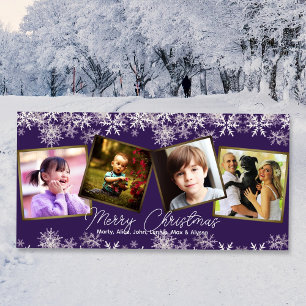 Lila Schneeflocken Vier Fotos Familie Weihnachten