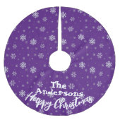 Lila Schneeflocken Weihnachten Polyester Weihnachtsbaumdecke (Vorderseite)