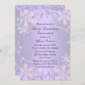 Lila Schneeflocken Winter Wunderland Einladung (Vorne/Hinten)