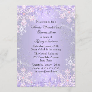 Lila Schneeflocken Winter Wunderland Einladung